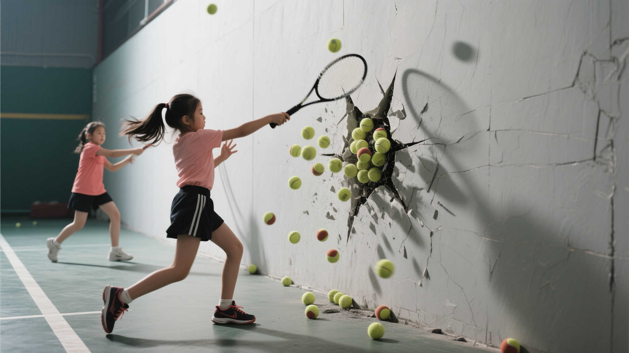 女孩墙壁练球手感大增,羽毛球消耗却惊人 女孩墙壁练球手感大增,羽毛球消耗却惊人